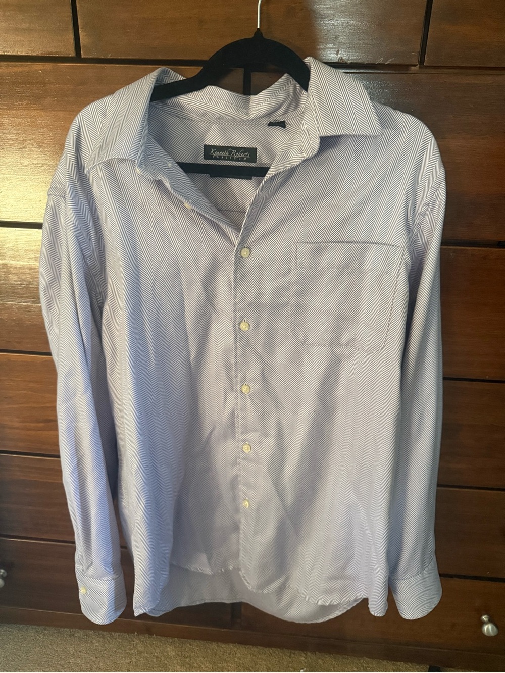 Kenneth Roberts Platinum Purple and White Chevron Dress Shirt